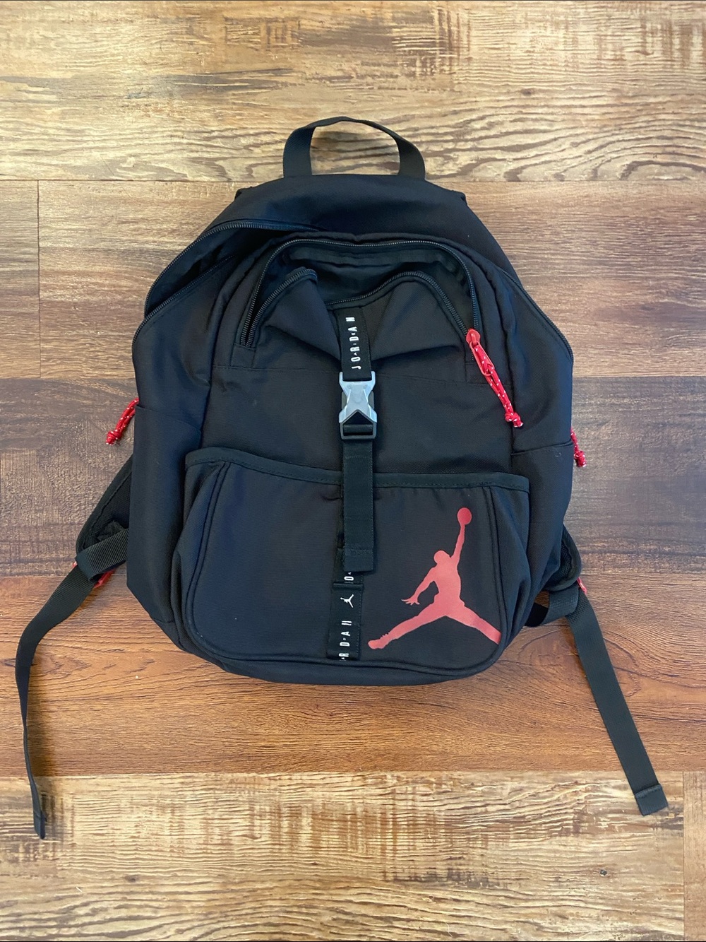 Jordan Black Backpack with Red Jumpman and Red Accents